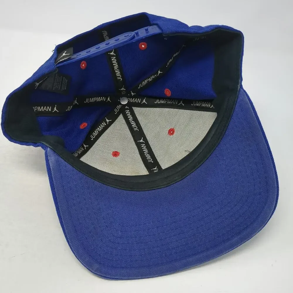 Jordan Snapback Blue One Size Red Jumpman Logo Embroidered Flat Brim Hat